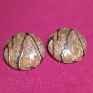 Brown and Black Round Earrings